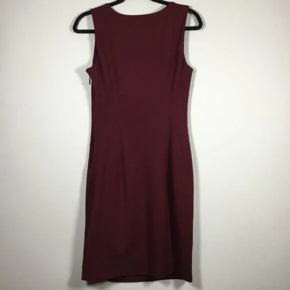 DKNY Burgundy Closet Staple Minimalist Classic Formal Sleeveless Dress Size 4 - Picture 7 of 9